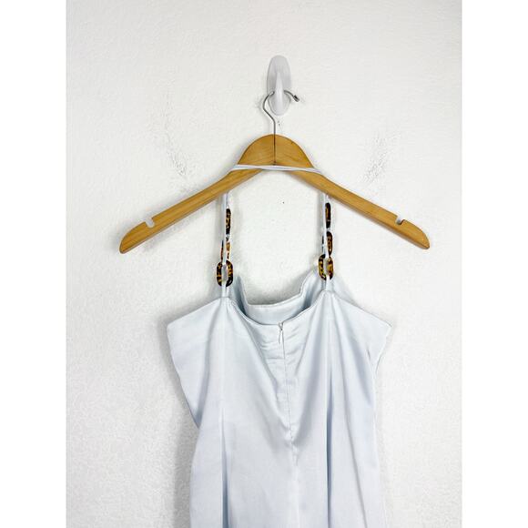 Zara Light Blue Chain Strap Satin Effect Midi Dress Size Medium Cocktail - Picture 12 of 14